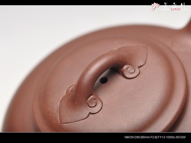 紫砂壶图片：手工如意纹 老拼紫 如意线圆 实用精品 - 美壶网