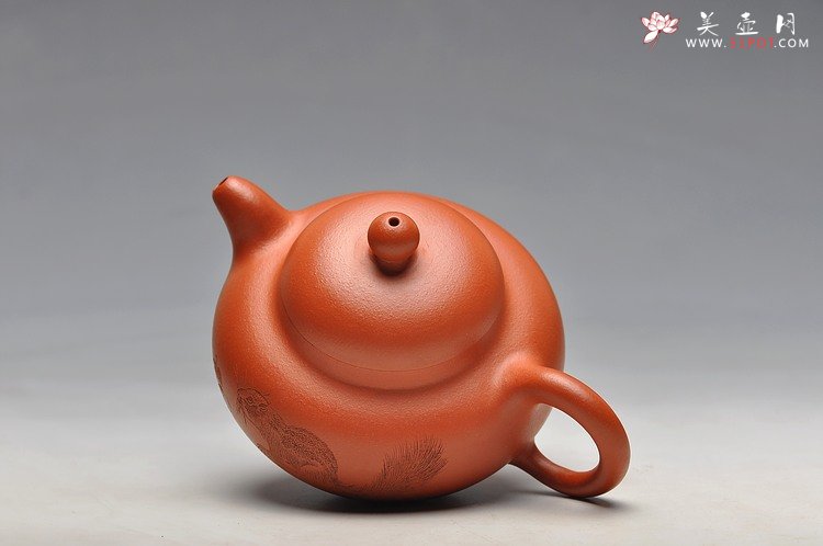 紫砂壶图片： 工笔风格 小红泥 柿圆 实用精品 绿茶 铁观音 - 美壶网