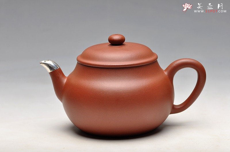 紫砂壶图片：包银全手鸣远梨式 风姿绰约 优质地槽青 - 美壶网