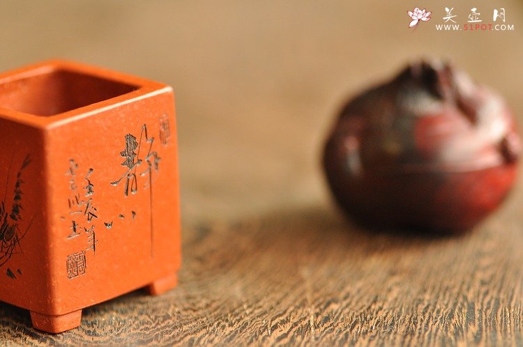 紫砂壶图片：朱泥 微型花盆 雅玩精品 藏品 只供欣赏 - 美壶网