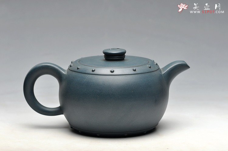 紫砂壶图片：厂壶 正品墨绿泥 八卦鼓  - 美壶网