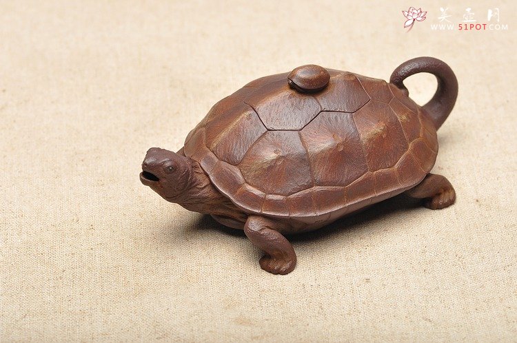 紫砂壶图片：全手工仿生雕塑 孙金立 寿龟  - 美壶网