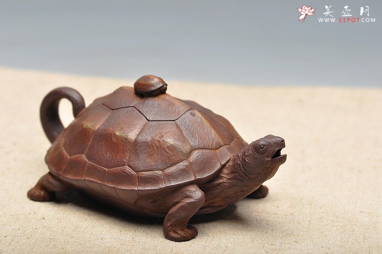 紫砂壶图片：全手工仿生雕塑 孙金立 寿龟  - 美壶网
