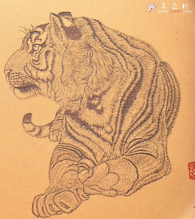 紫砂壶图片：【预定】威风凛凛 兽中之王 老虎 30cm - 美壶网