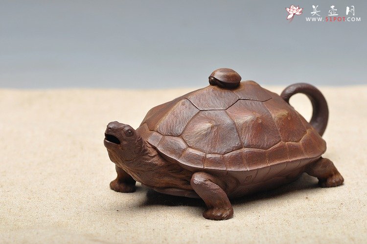 紫砂壶图片：全手工仿生雕塑 孙金立 寿龟  - 美壶网