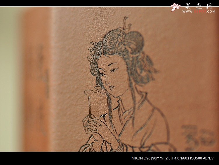 紫砂壶图片：张云熙之精品八方笔筒 四大美女 已收藏，只供欣赏 - 美壶网