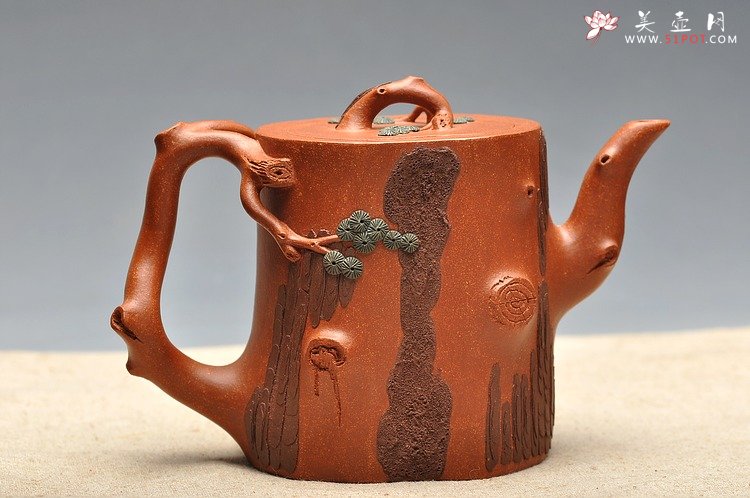 紫砂壶图片：挺拔俊秀 生机盎然 全手精品 青松套组 - 美壶网