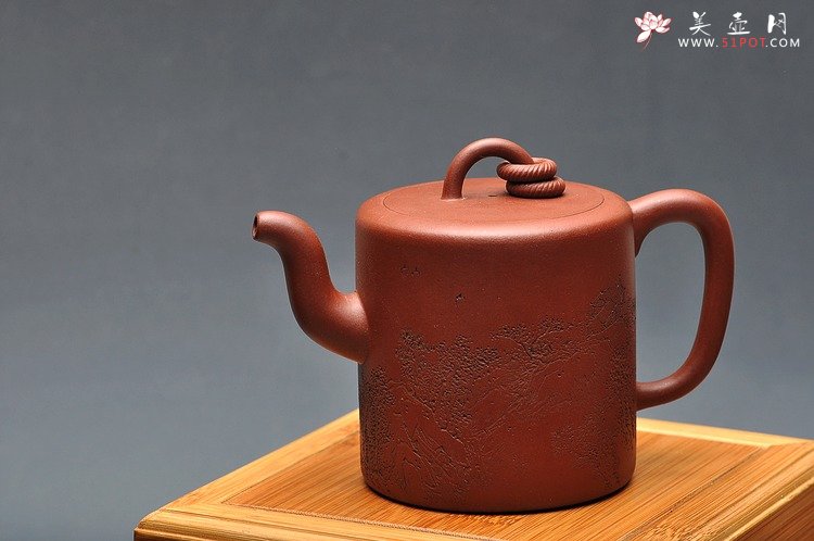 紫砂壶图片：进步之作 全手大双圈 实力作品 李彦雄通景山水装饰 - 美壶网