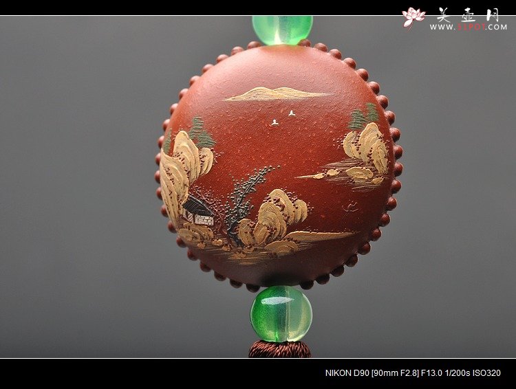 紫砂壶图片：美壶定制 原创泥绘精品紫砂车挂 把玩件 精致好玩 - 美壶网