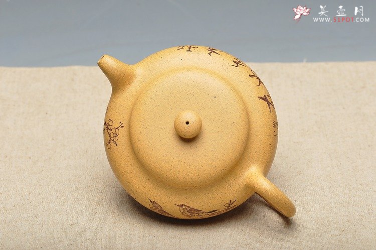 紫砂壶图片：淡雅得趣 文气小鸟 鼓韵 - 美壶网