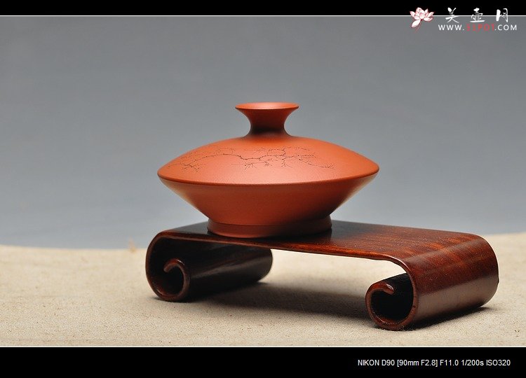 紫砂壶图片：花插瓶 朱泥 文雅赏玩 国助和石装饰 - 美壶网