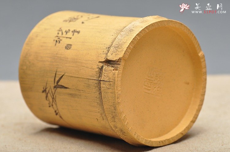 紫砂壶图片：淸韵 全手竹节笔筒  张听刚装饰 耐品雅趣 3式 - 美壶网