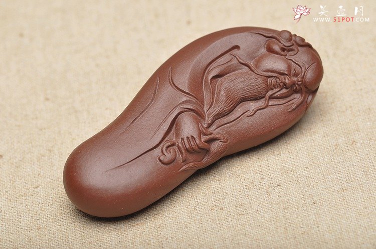 紫砂壶图片：如意手把件 做工精细 把玩 长8.4cm - 美壶网