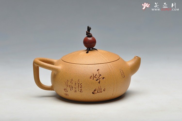 紫砂壶图片：摹玉成窑之味 深得其妙 李彦雄装饰 全手东石逸品 曲峰原创 - 美壶网