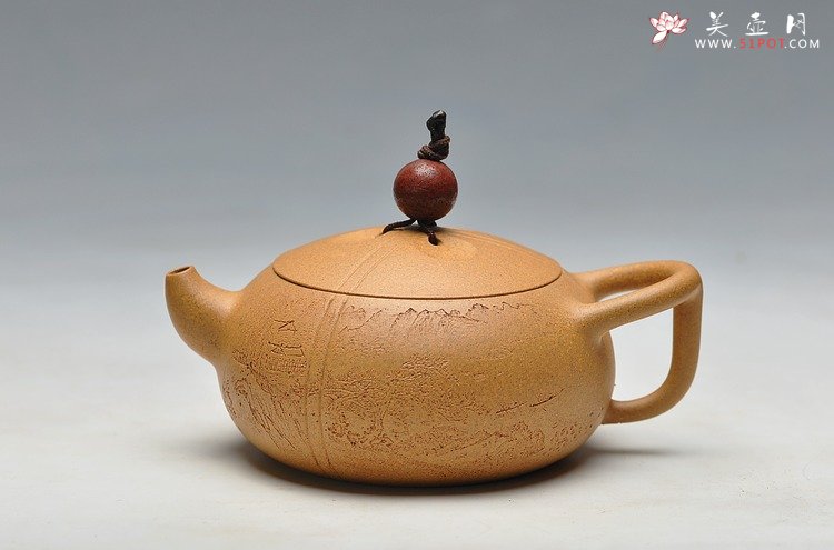 紫砂壶图片：摹玉成窑之味 深得其妙 李彦雄装饰 全手东石逸品 曲峰原创 - 美壶网