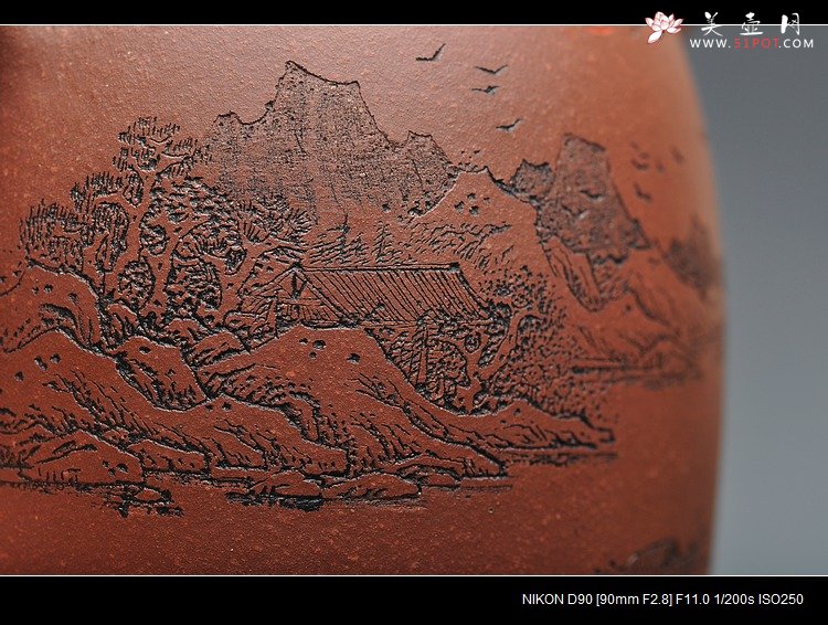 紫砂壶图片：通景山水 丰润挺拔 全手汉铎 优质地槽青   - 美壶网