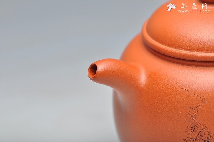 紫砂壶图片：经典实用器 细刻面壁图 匏尊 - 美壶网