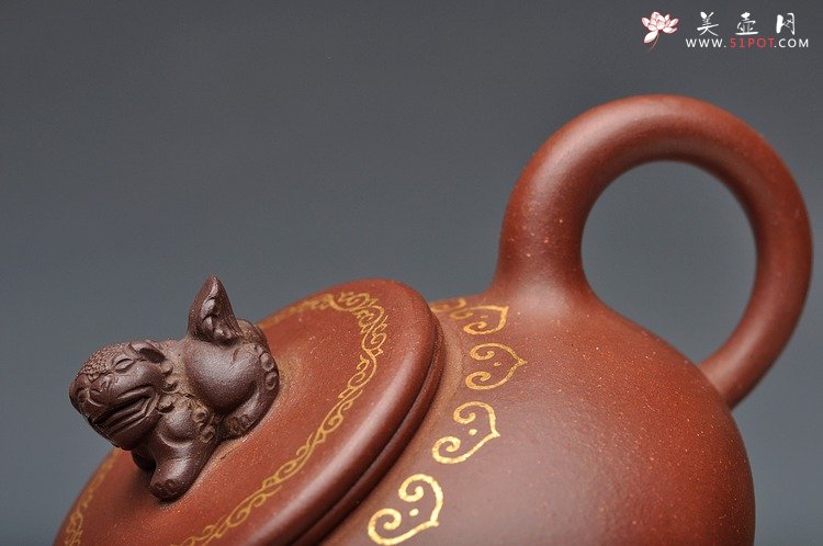 紫砂壶图片：真金装饰 自然优雅 送礼自用  如意狮韵 优质底槽青 - 美壶网