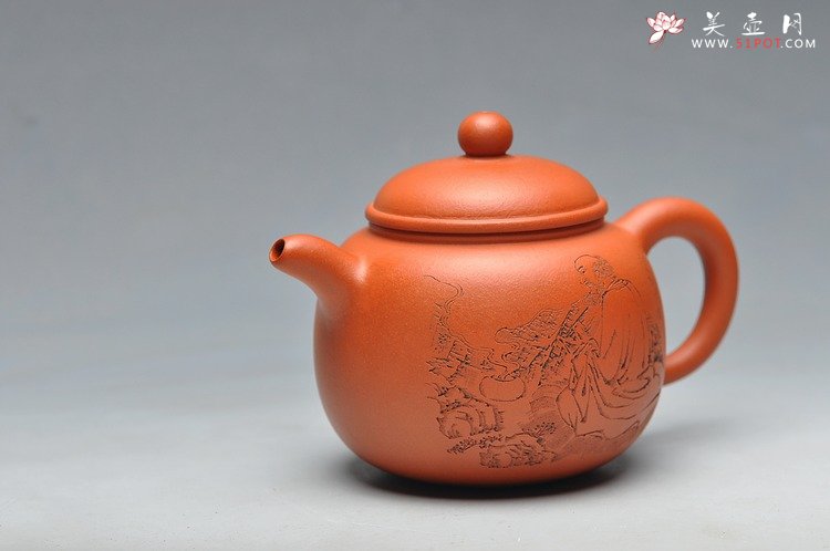 紫砂壶图片：经典实用器 细刻面壁图 匏尊 - 美壶网