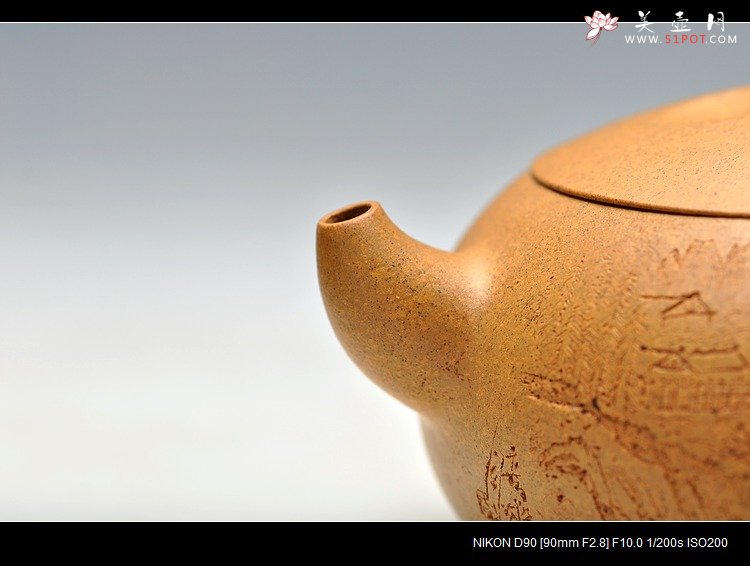 紫砂壶图片：摹玉成窑之味 深得其妙 李彦雄装饰 全手东石逸品 曲峰原创 - 美壶网