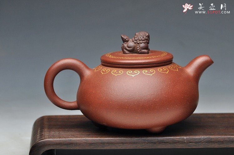紫砂壶图片：真金装饰 自然优雅 送礼自用  如意狮韵 优质底槽青 - 美壶网