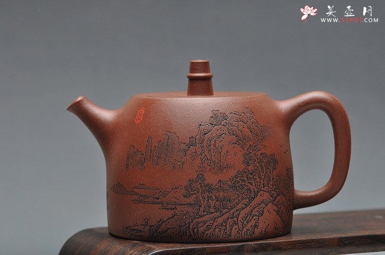 紫砂壶图片：通景山水 丰润挺拔 全手汉铎 优质地槽青   - 美壶网