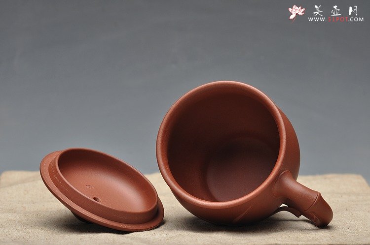 紫砂壶图片：精品竹节盖杯 好料，好工，好竹叶 - 美壶网