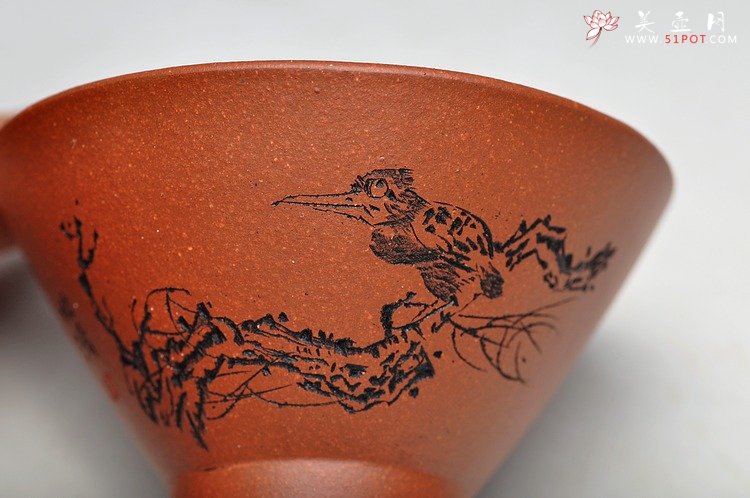 紫砂壶图片：八大风格之 高温小红泥圆亭杯 降坡泥斗笠杯 - 美壶网