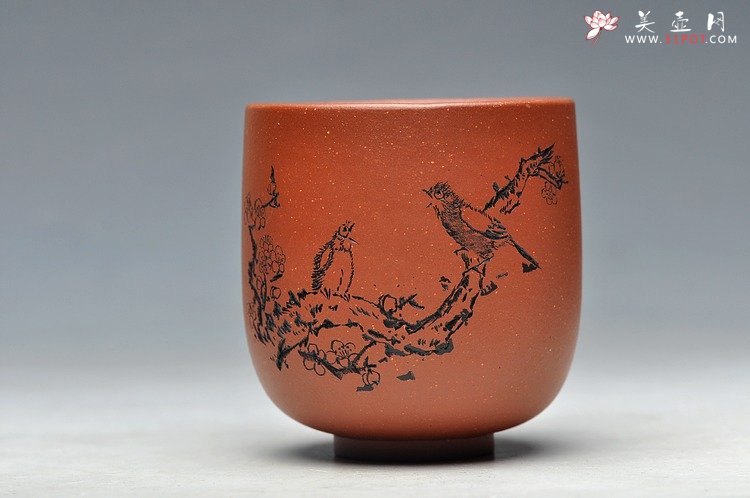 紫砂壶图片：八大风格之 高温小红泥圆亭杯 降坡泥斗笠杯 - 美壶网