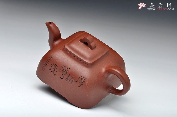 紫砂壶图片：强强联合 国工师陈宏林装饰 全手经典孤菱  - 美壶网