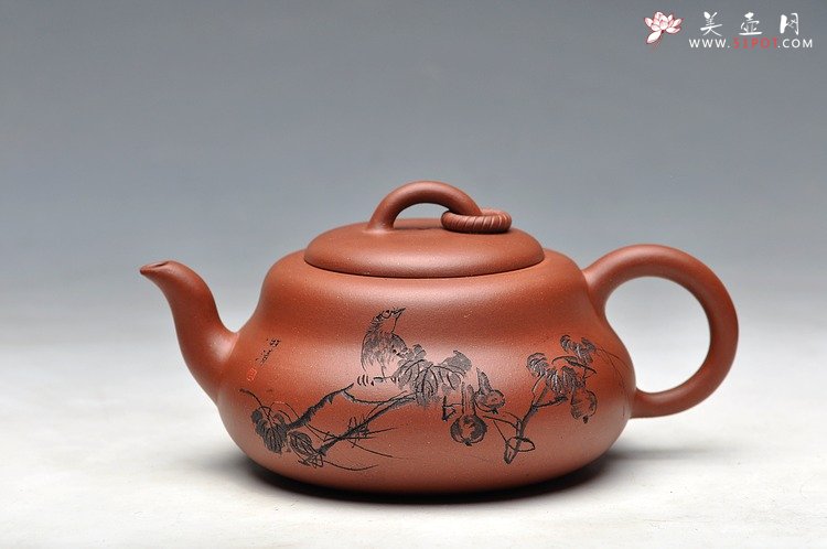 紫砂壶图片：造型简洁明快 线条流畅 极品老清水 葫芦 - 美壶网