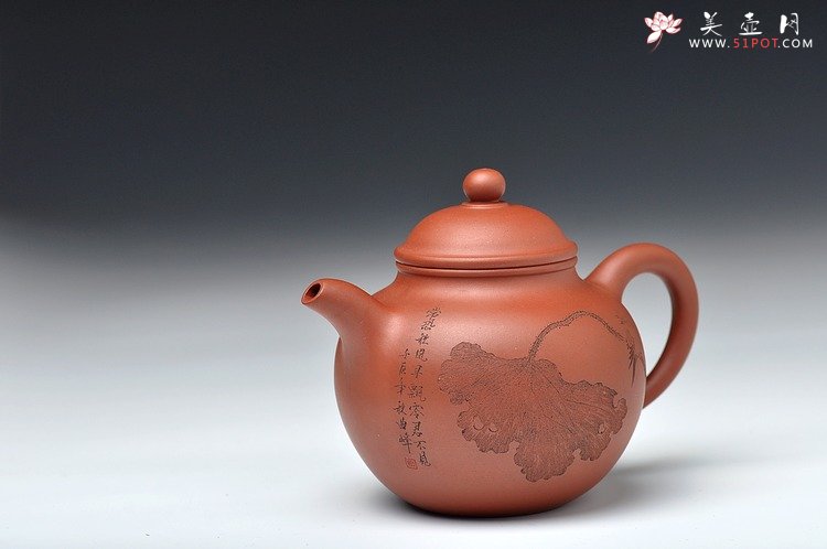 紫砂壶图片：清水泥 秋水 王翔荷叶鸟 亭亭玉立 - 美壶网