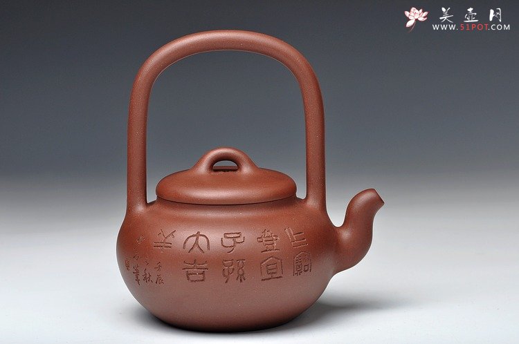 紫砂壶图片：张听刚装饰 饱满玉润 全手禅珠提梁 精美之作 - 美壶网