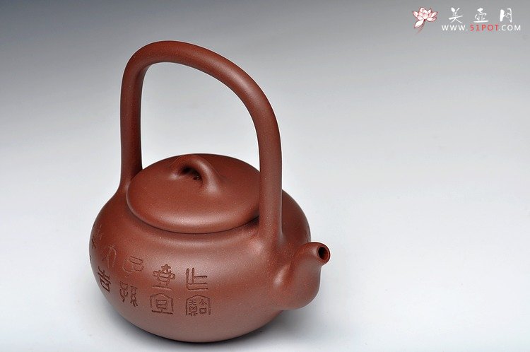 紫砂壶图片：张听刚装饰 饱满玉润 全手禅珠提梁 精美之作 - 美壶网