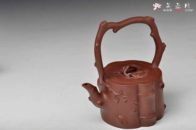 紫砂壶图片：全手作品 蓄势而动 实力派花货 梅竹双清提梁 - 美壶网
