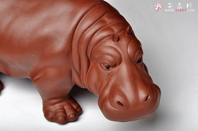 紫砂壶图片：河马 形态逼真 憨厚可爱 - 美壶网