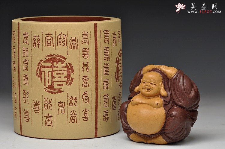 紫砂壶图片：福禄寿喜 笔筒 送礼自用佳品 别具一格 - 美壶网