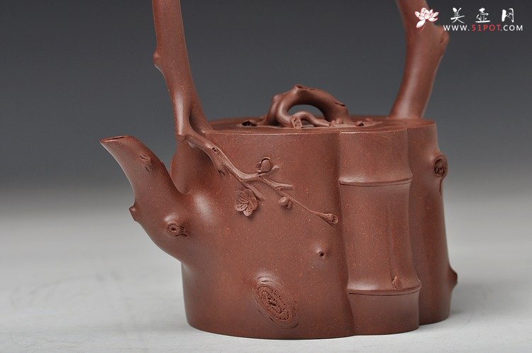 紫砂壶图片：全手作品 蓄势而动 实力派花货 梅竹双清提梁 - 美壶网