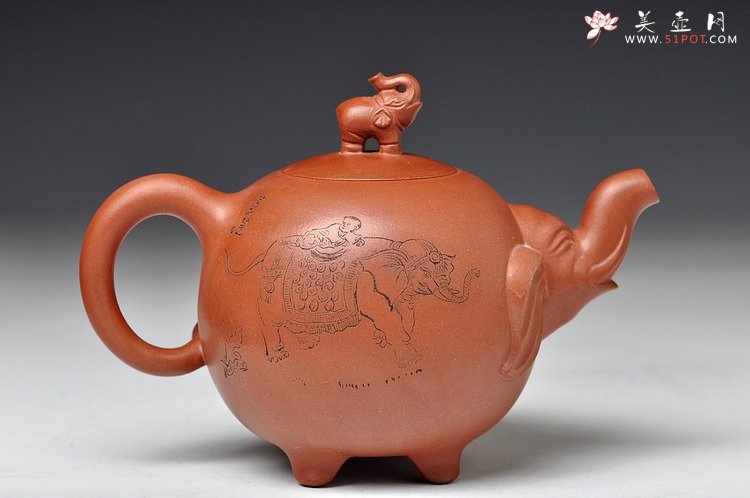 紫砂壶图片：四足福象（十足福像） - 美壶网