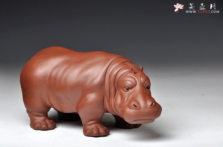 紫砂壶图片：河马 形态逼真 憨厚可爱 - 美壶网