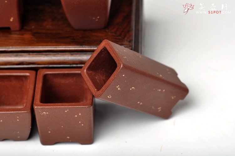 紫砂壶图片：全手铺砂拇指盆一套  精工佳作 非常好玩~~ - 美壶网