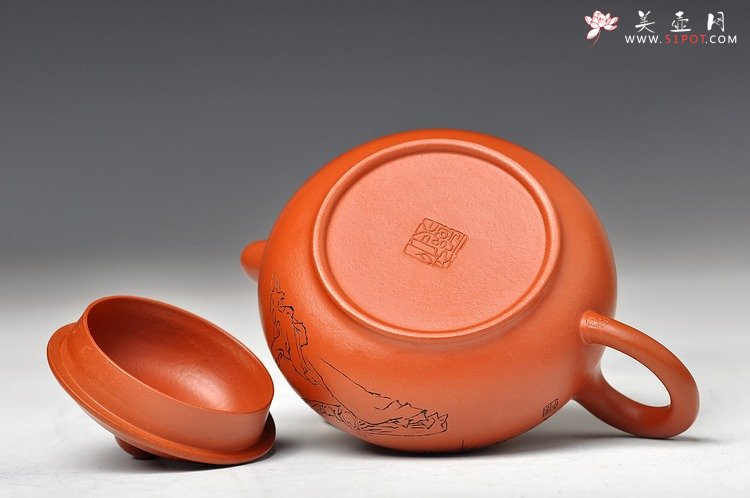 紫砂壶图片：禅意浓浓~ 精品朱泥潘壶 深得范曾人物之神韵~ - 美壶网