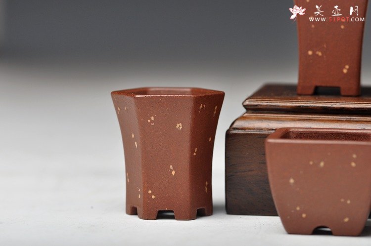 紫砂壶图片：全手铺砂拇指盆一套  精工佳作 非常好玩~~ - 美壶网