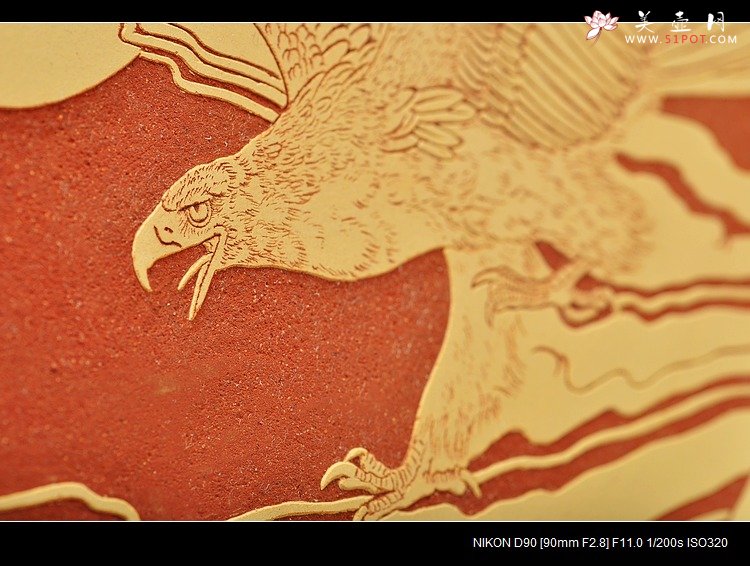 紫砂壶图片：精品 鹏程万里 难度大 30cm挂盘 - 美壶网