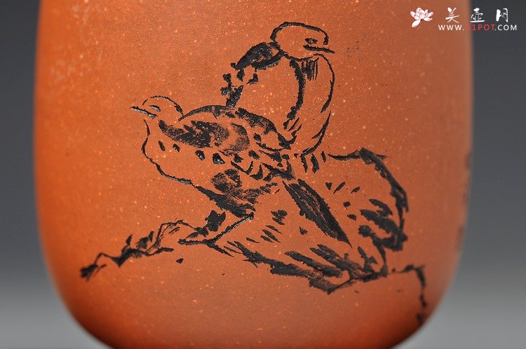 紫砂壶图片：八大风格之 高温小红泥圆亭杯8个 - 美壶网