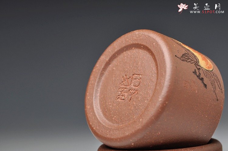 紫砂壶图片：优质降坡泥 玉扳指福寿杯 60cc 淡泊明志 - 美壶网