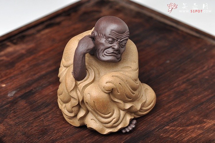 紫砂壶图片：十八罗汉之长眉罗汉和掏耳罗汉 神态细腻传神 精品茶宠 - 美壶网