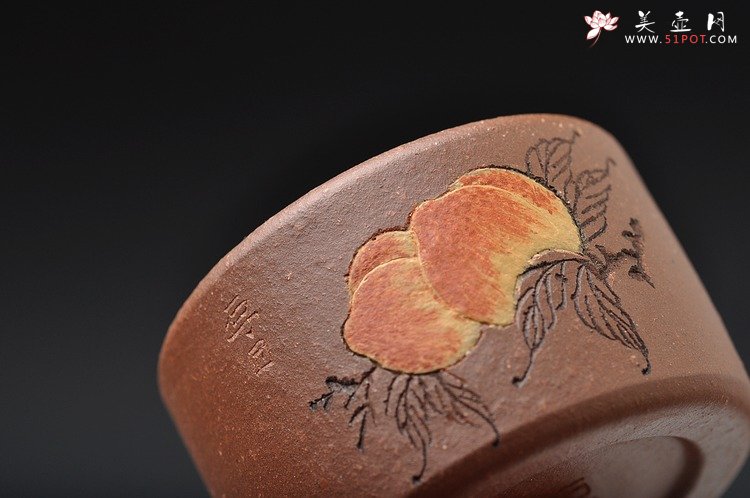 紫砂壶图片：优质降坡泥 玉扳指福寿杯 60cc 淡泊明志 - 美壶网