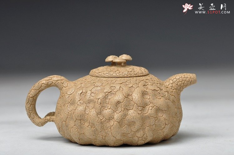 紫砂壶图片：邵惠雄风格 全手龚春 灵芝 薄胎 本山段泥 - 美壶网