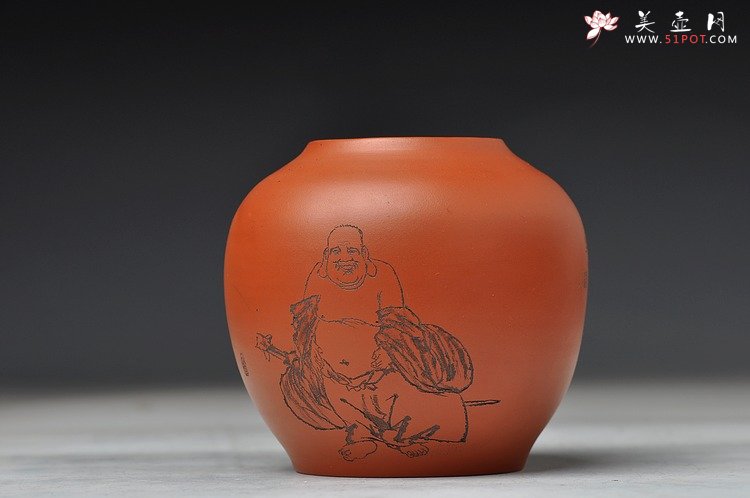 紫砂壶图片：朱牧清老师义拍紫砂作品 红泥水盂 雅安我们在一起 - 美壶网